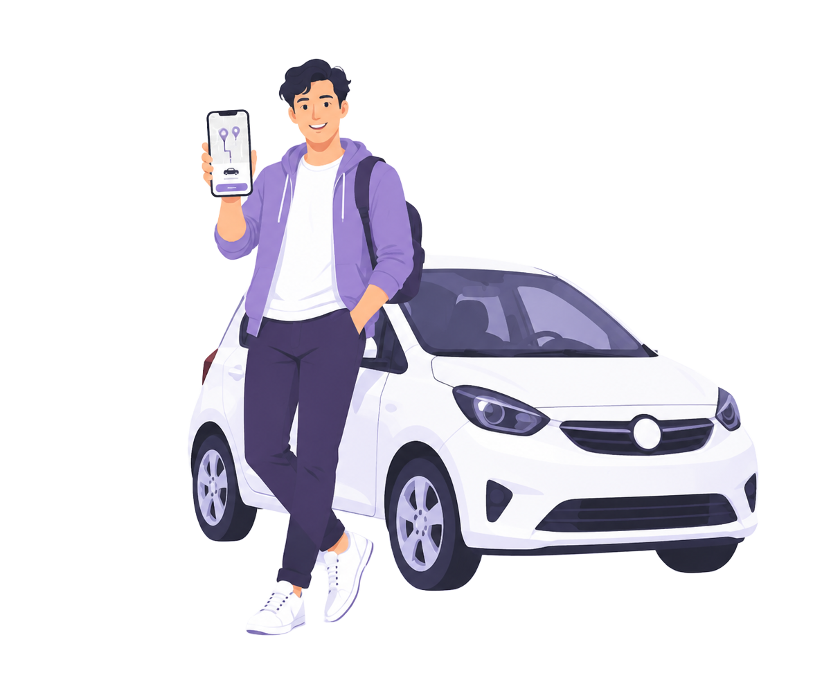 Rider booking a ride with the iSERVU app